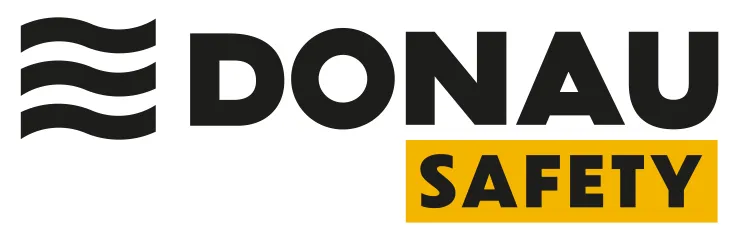 Logo DONAU Safety na tle narzędzi