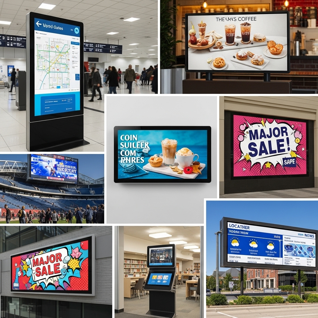 Ekrany Digital Signage w różnych lokalizacjach
