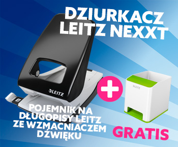 Dziurkacz 40 kartek Leitz czarny - Kubek na długopisy Leitz WOW zielony gratis