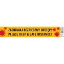 Naklejka wielokrotnego użytku "Zachowaj bezpieczny odstęp" 8 x 45 cm, żółta OFFICE PRODUCTS,