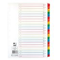 KF17469 Przekładki Q-CONNECT Mylar, karton, A4, 225x297mm, A-Z, 21 kart, lam. indeks, mix kolorów