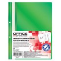Skoroszyt OFFICE PRODUCTS, PP, A4, 2 otwory, 100/170mikr., wpinany, zielony