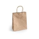 257003 Torebka papierowa KRAFT /złote kropki/ 25x10x20 Galeria Papieru