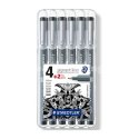 308 SB6P /4+2/ Komplet pisaków Pigment Liner Staedtler czarny