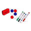 Zestaw 1 (mz003) do tablic: markery 4 kolory, gąbka magnetyczna, magnesy f 30 mm 6 szt. MemoBe
