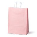 Torba papierowa gładka pastel różowy skręcany biały uchwyt 90 g/m2 240x100x320 mm (25 szt.)
