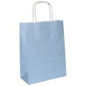 Torba papierowa gładka pastel niebieski skręcany biały uchwyt 90 g/m2 240x100x320 mm (25 szt.)