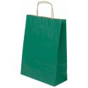 Torba papierowa gładka ciemnozielona skręcany biały uchwyt 90 g/m2 240x100x320 mm (25 szt.)