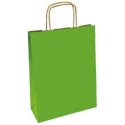 Torba papierowa gładka zielona skręcany biały uchwyt 90 g/m2 240x100x320 mm (25 szt.)