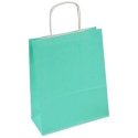 Torba papierowa gładka miętowa 90 g/m2 skręcany uchwyt 240x100x320 mm (25 szt.)