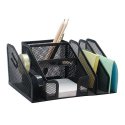 KF16573 Przybornik na biurko Office Set, metalowy, 6 komór + dyspeneser do taśm, czarny Q-CONNECT 