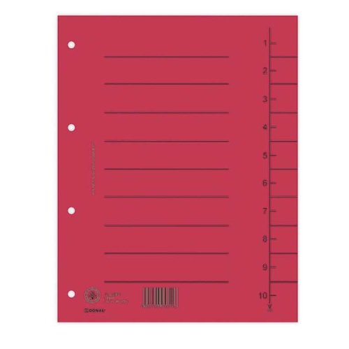 8610001-04 Przekładka DONAU, karton, A4, 235x300mm, 1-10, 1 karta, czerwona