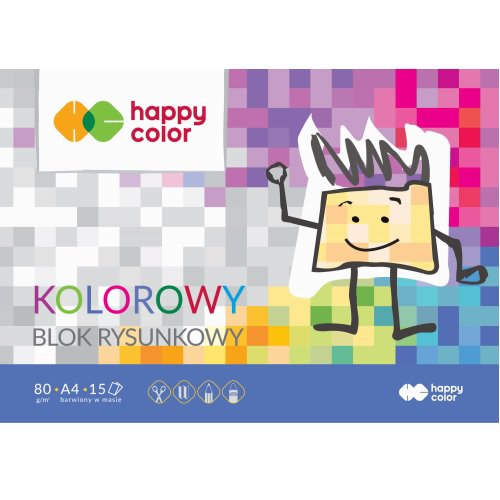 Blok rysunkowy  kolorowy A4 15  ark. 80 g/m  Happy Color HA 3708 2030-09 
