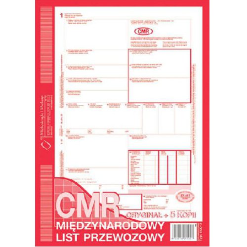 CMR - NUMEROWANY A4 oryginał + 5 kopii 78 k, MIP 800-3-N