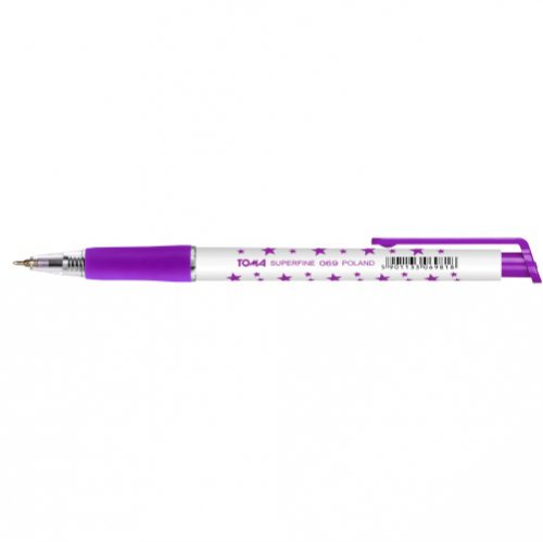 Długopis Superfine Automat 069 w gwiazdki TOMA  fioletowy