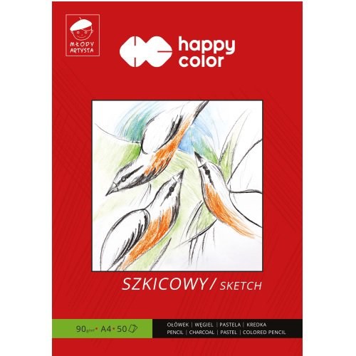 HA3709 Blok szkicowy A4 /50ark 90g,  Młody Artysta Happy Color