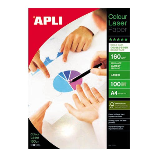 Papier fotograficzny APLI Glossy Laser Paper, A4, 160gsm, błyszczący, 100ark.