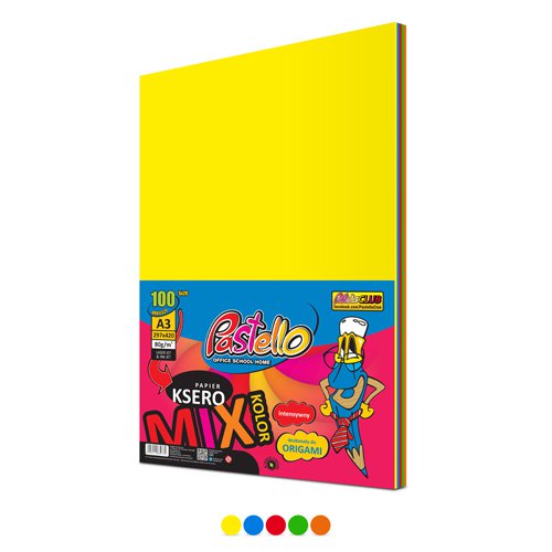 Papier ksero A3 80 g 100 ark. mix 5 kolorów  INTENSYWNY Pastello