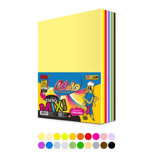 Papier ksero A4 80 g 500 ark. mix 20 kolorów pastel + intens. + neon Pastello